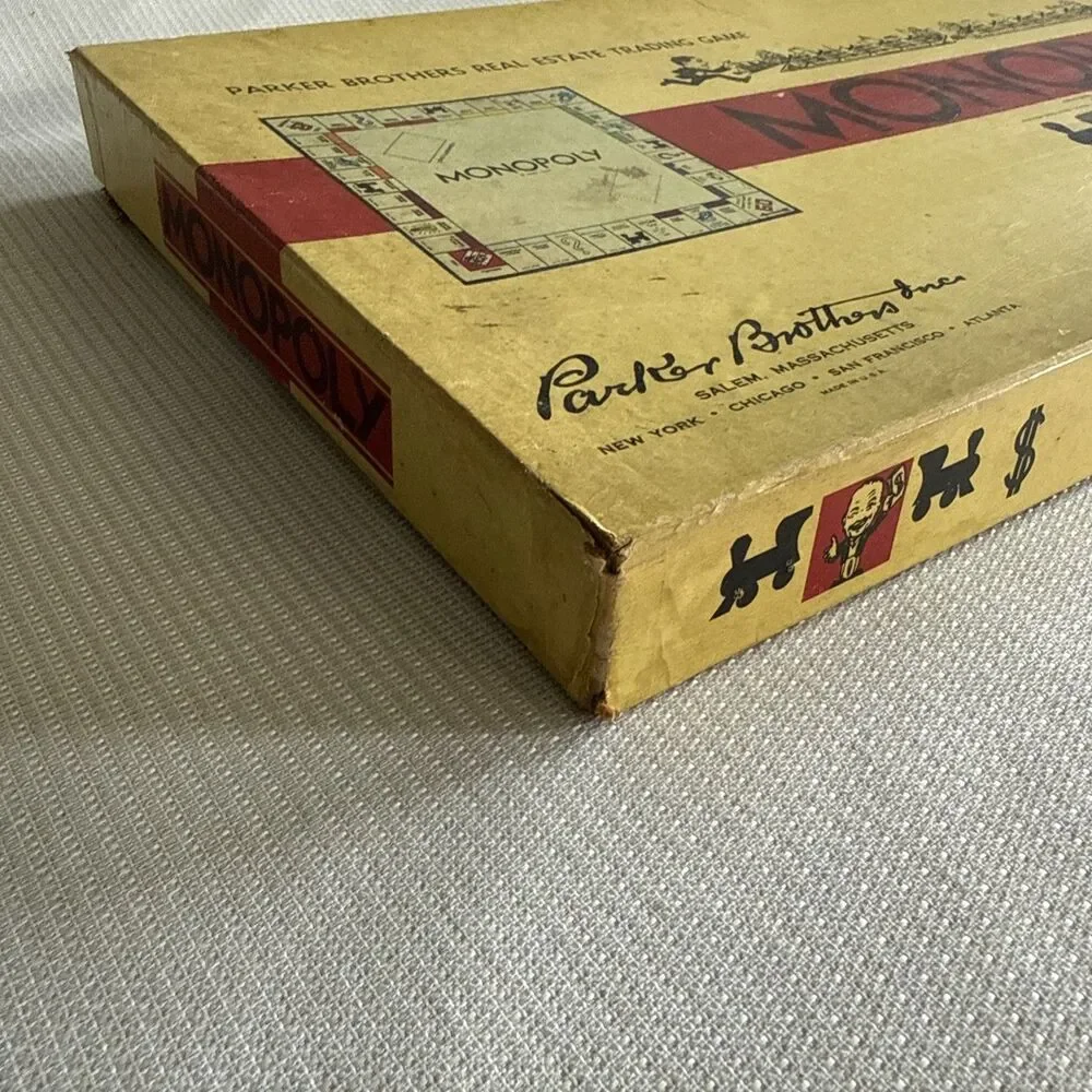 Vintage Monopoly 1954 Board Game Yellow Box - Complete!